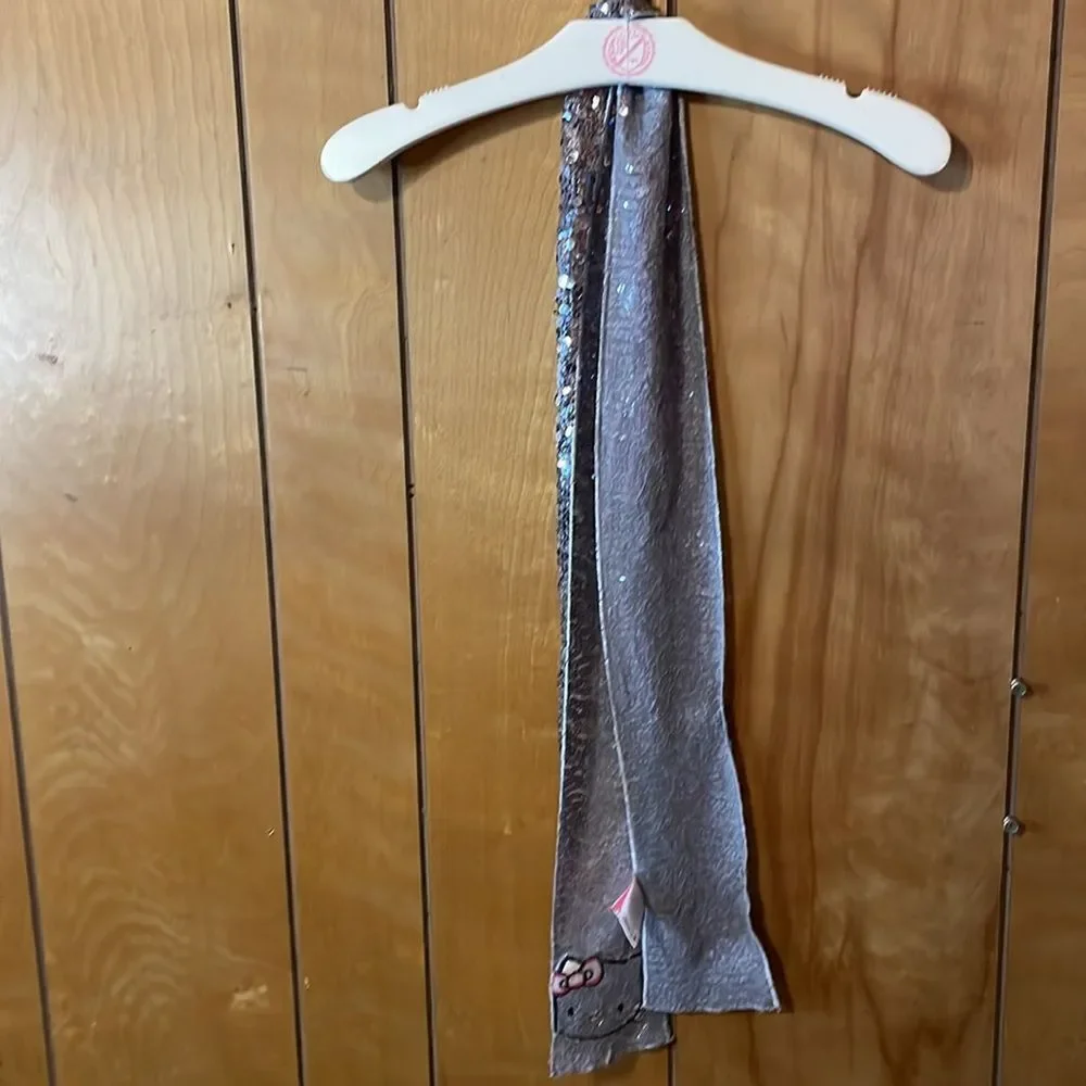 •SARIO• HELLO KITTY SILVER SEQUINED BELT/SCARF WITH EMBROIDERED HELLO KITTY. O/S